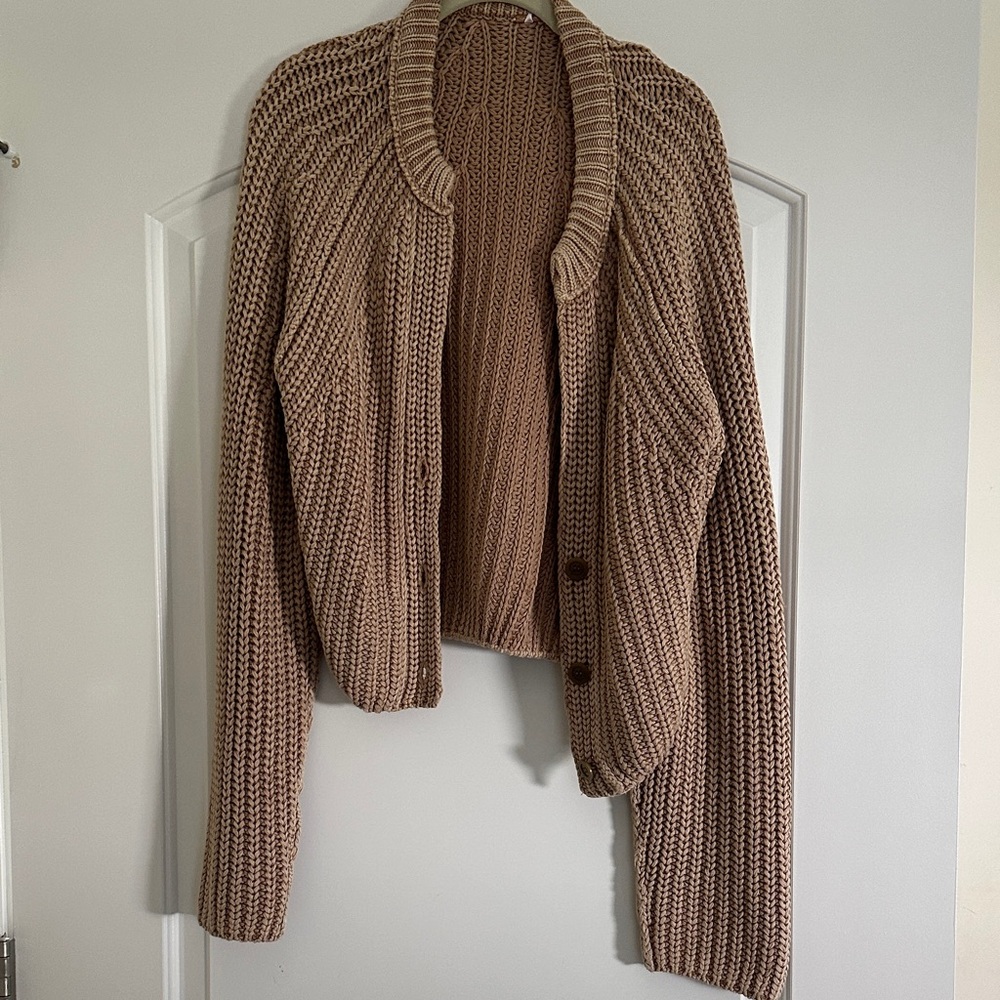 Free People Tan Knit Women's Cardigan
